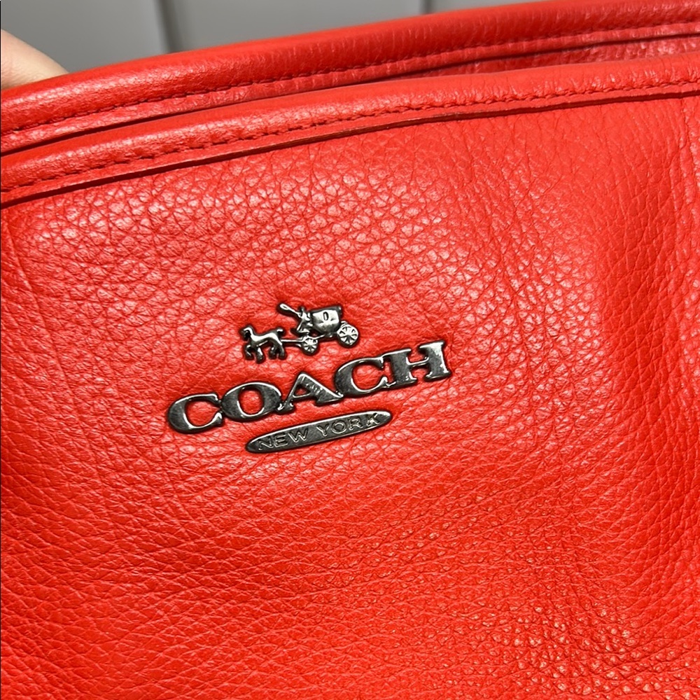 Coach Red Pebble Leather Mickie Tote Shoulder Bag Purse F34039 - Picture 11 of 12
